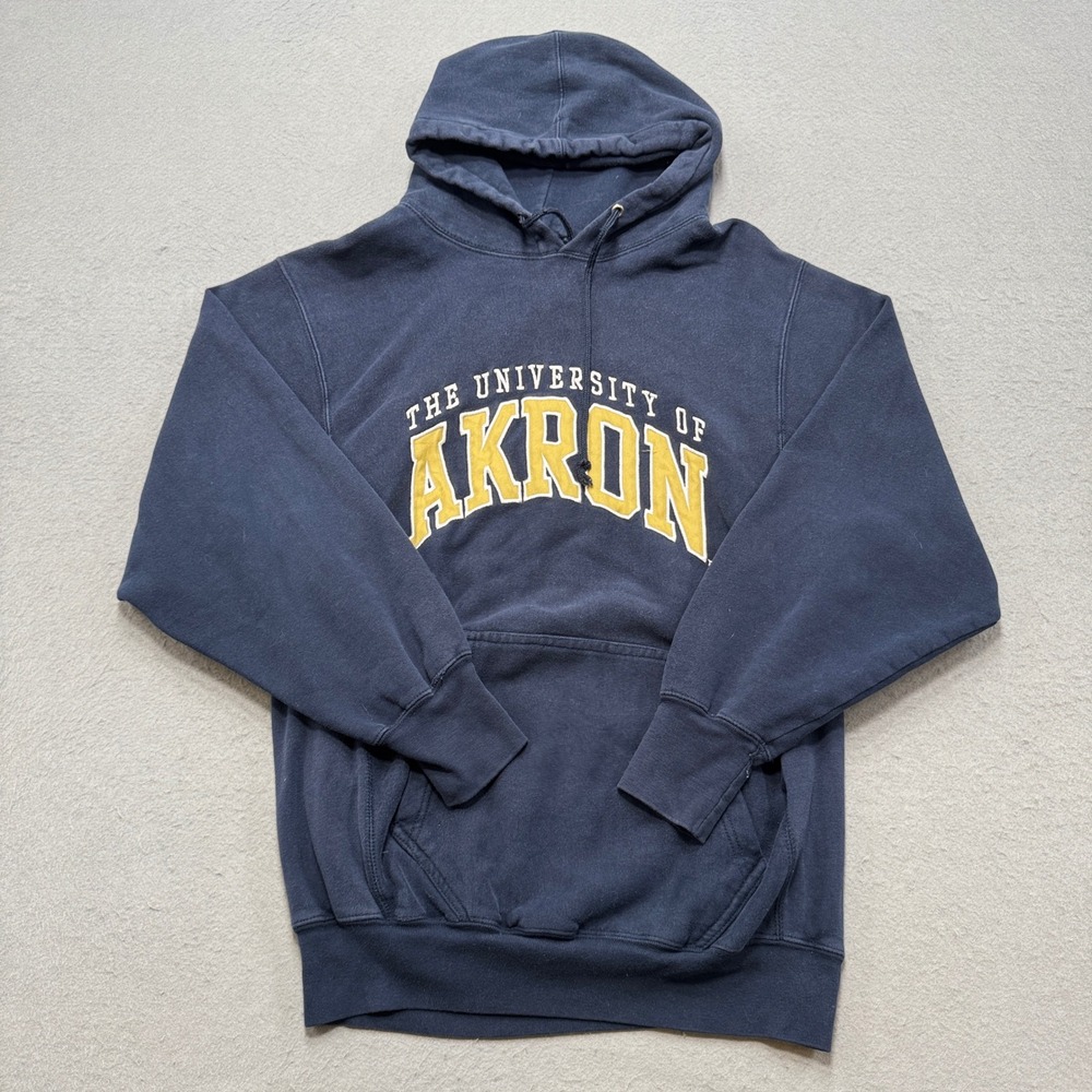 Akron Uni Hoodie Men's Medium Navy Blue Fleece Lined Pullover Steve & Barry's